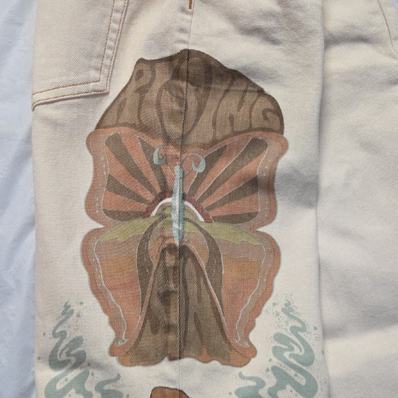 We The Free Cream Wide-Leg Jeans with Floral Side Art - Picture 5 of 10